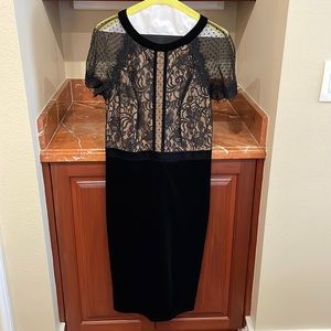 Tadashi Shoji velvet and lace cocktail dress
